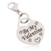 Přívěsek na klíčenku, chirurgická ocel, srdce s nápisem Be My Valentine