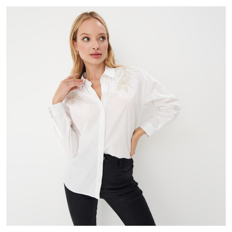 Mohito - Košile s vysokým podílem bavlny a aplikací - Bílá