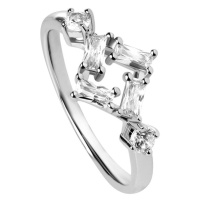Silver Cat Čtvercový stříbrný prsten se zirkony SC333 54 mm