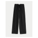Černé dámské široké kalhoty s příměsí lnu Marks & Spencer