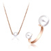 Emily Westwood Elegantní bronzová sada šperků s perličkami WS098R (náhrdelník, prsten)