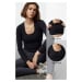 Trendyol Black Brushed Soft Fabric 2 Layers Padded Reflective Printed Yoga Knitted Sports Top/Bl