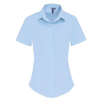 Premier Workwear Dámská bavlněná košile s krátkým rukávem PR346 Pale Blue -ca. Pantone 2717C