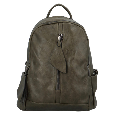 Koženkový batoh se dvěma kapsami Arcadio, tmavě zelená Paolo Bags