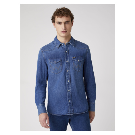 Modrá pánská džínová košile Wrangler - Pánské