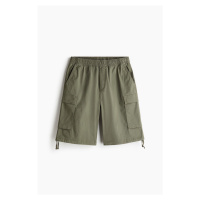 H & M - Keprové šortky cargo Loose Fit - zelená