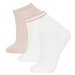 DEFACTO Women's 3-Piece Cotton Booties Socks