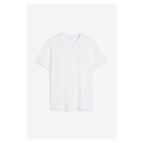 H & M - Tričko's výstřihem do V Regular Fit - bílá H&M