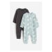 H & M - Flísový pyžamový overal na zip 2 kusy - tyrkysová