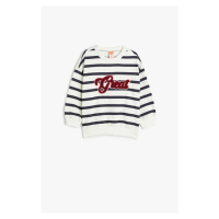 Koton Navy Blue Striped Baby Girl Sweatshirt