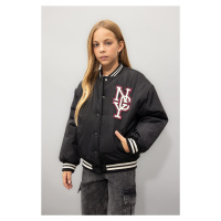 DEFACTO Girls Water Repellent College Collar Snap Pocket Bomber Jacket