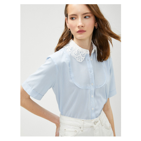 Koton Lace Collar Crop Shirt Short Sleeve