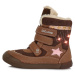D.D. step dívčí dětské celokožení zimní blikající boty W068-767M Chocolate