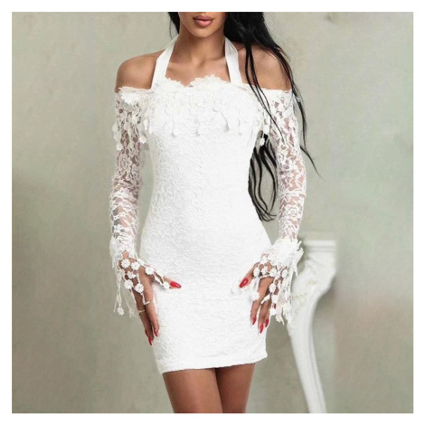 Luxusní bílé šaty krajkové FashionEU