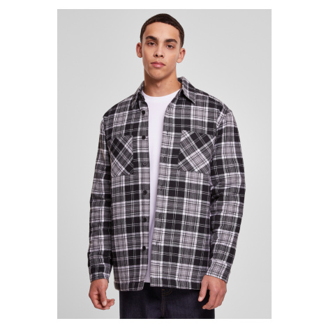 Vycpaná kostkovaná košilová bunda černo/bílá Urban Classics