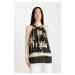 DEFACTO Regular Fit Barbell Neck Patterned Moroccan Sleeveless Blouse