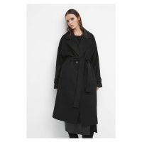 Vlněný kabát Medicine černá barva, přechodný, oversize