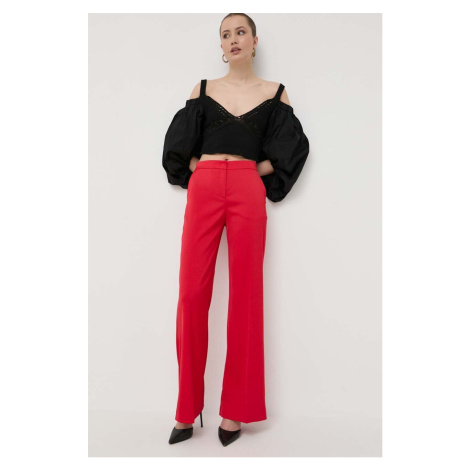 Kalhoty Pinko dámské, červená barva, jednoduché, high waist