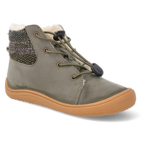 Barefoot zimní obuv Tikki shoes - Beetle vegan Khaki zelená