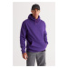 AC&Co / Altınyıldız Classics Men's Purple Standard Fit Fleece 3 Thread Hooded Kangaroo Pocket Co