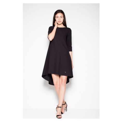 Černé šaty s asymetrickou sukní VT073 Black Černá Venaton