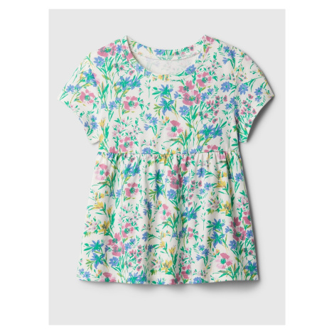 Krémovo-zelené holčičí květované tričko GAP