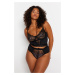 Trendyol Curve Black Lace Detailed Bustier-Panties Underwear Sets