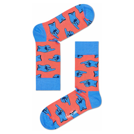 Oranžové ponožky Happy Socks s modrými rukavicemi, vzor Gloves x The Beatles