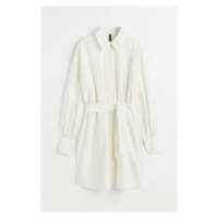 H & M - Košilové šaty's vázacím páskem - bílá