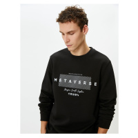 Koton Crew Neck Sweatshirt Slogan Printed Long Sleeve Ribbed