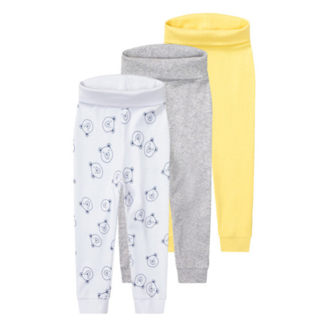 lupilu® Chlapecké kalhoty „Jogger" s BIO bavlnou, 3 kusy (šedá/bílá/žlutá)