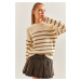 Bianco Lucci Women's Striped Thessaloniki Knitted Knitwear Sweater