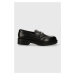 Kožené mokasíny Calvin Klein RUBBER SOLE LOAFER W/HW dámské, černá barva, na platformě, HW0HW020