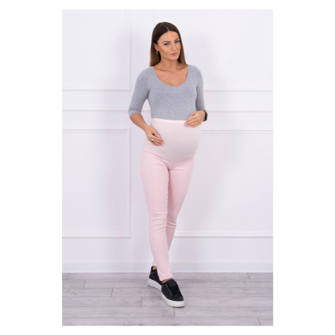 Těhotenské kalhoty, barevné džínovina pudrově růžová