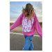 Madmext Mad Girls Pink Back Printed Sweatshirt