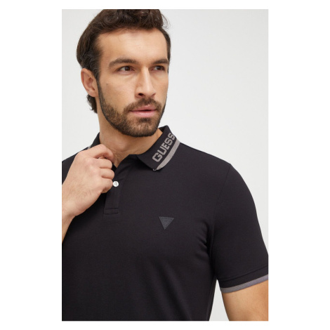 Polo tričko Guess LYLE černá barva, s potiskem, M4RP60 K7O64