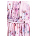 Růžovo-fialové šifonové midi šaty s květinami