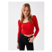 LC Waikiki Women's U-Neck Straight Long Sleeve Crop