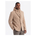 Ombre Men's jacket with high collar and hood - light brown