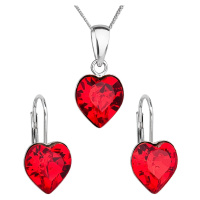 Evolution Group Sada šperků s krystaly Swarovski náušnice, řetízek a přívěsek červené srdce 3914