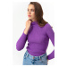 Lafaba Women's Purple Turtleneck Knitwear Sweater