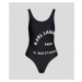 Plavky karl lagerfeld logo print swimsuit černá
