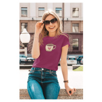 MMO Dámské tričko Káva se srdíčkem Barva: Fuchsiově červená