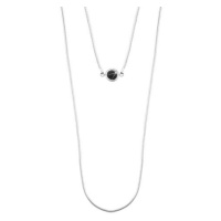 Stříbrný 925 náhrdelník, dvojitý řetízek s hadím vzorem, černá polokoule