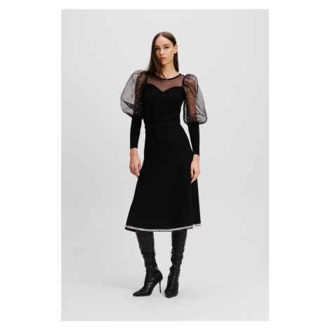 Sukně karl lagerfeld a line pearl knit skirt black