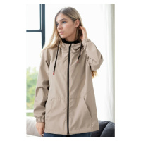 53121 Dewberry Hooded Women Raincoat-STONE