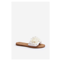 Dámské pantofle s květy bílý slon