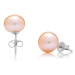 Vpichovací perlové náušnice Mutiara 8 AA - Růžová / Rhodiované stříbro (925)