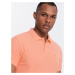 Men's BASIC single color pique knit polo shirt - peach V19 OM-POBS-0100