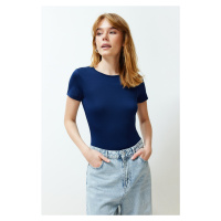 Trendyol Navy Blue Fitted/Short Sleeve Flexible Snap Knit Bodysuit